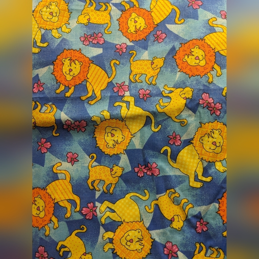New Children's Lion Flower Blue Yellow Pink Orange 3yds material, Fabric, TM1-E